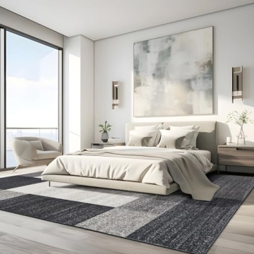 Rugshop Modern Non-Slip Boxes Area Rug 8 x 10 Gray