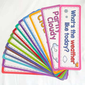 Lachilly 16 Pcs Weather Flash Cards, Headers Subject Titles for Bulletin Board Classroom, Montessori Learning Cards, Kids Educational Toys Kindergarten Teacher Teaching Aids