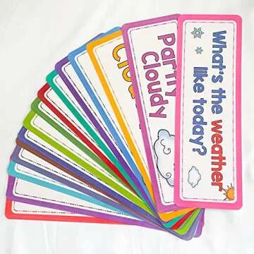 Lachilly 16 Pcs Weather Flash Cards, Headers Subject Titles for Bulletin Board Classroom, Montessori Learning Cards, Kids Educational Toys Kindergarten Teacher Teaching Aids