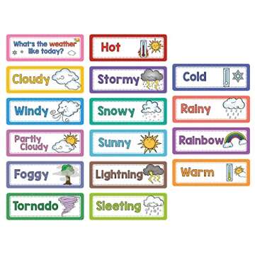 Lachilly 16 Pcs Weather Flash Cards, Headers Subject Titles for Bulletin Board Classroom, Montessori Learning Cards, Kids Educational Toys Kindergarten Teacher Teaching Aids