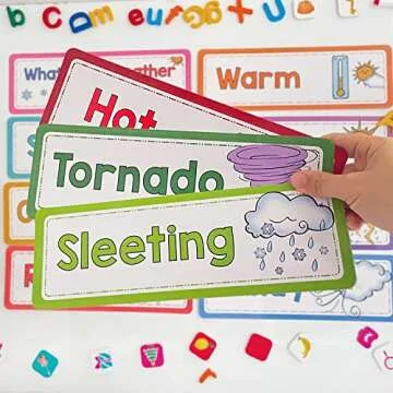 Lachilly 16 Pcs Weather Flash Cards, Headers Subject Titles for Bulletin Board Classroom, Montessori Learning Cards, Kids Educational Toys Kindergarten Teacher Teaching Aids