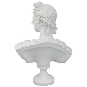 Design Toscano Apollo Belvedere Bust Statue, Single, White Twin