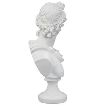 Design Toscano Apollo Belvedere Bust Statue, Single, White Twin