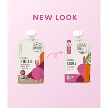 Serenity Kids 6+ Months Veggie Puree Baby Food Pouches - USDA Organic - No Sugary Fruits or Added Su...