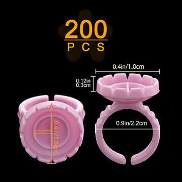 Lash Extension Glue Ring - 200PCS Eyelash Holder for Fan Making