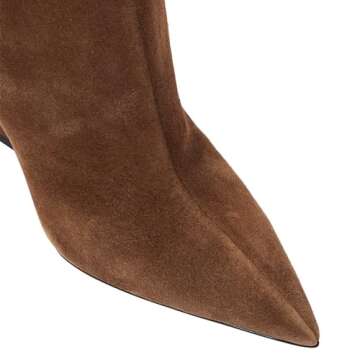 CAGLGLZ Women's Pointed Toe Slope Heel Knee High Boots Special High Wedge Heel Pull On Boots for Women Fashion Commuter Tall Boots(8,brown)