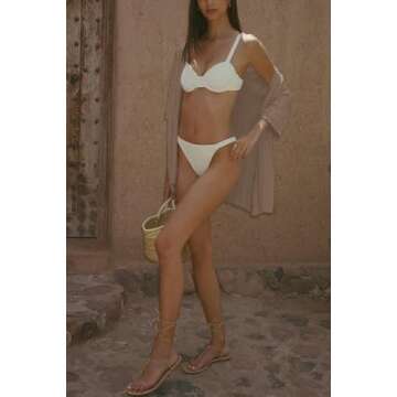 Imily Bela Women's Summer 2 Piece Swimsuit Cover up Crochet Knit Cardigan Tops Long Pants Set Bathing Suit Beach Outfit