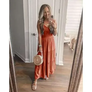 Dokuritu Beach Crochet Lace Maxi Dress Boho Cocktail Vacation Sundresses Summer Spaghetti Strap Long...