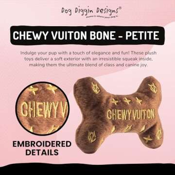 Dog Diggin Designs Runway Pup Collection | Unique Squeaky Plush Dog Toys – Prêt-à-Porter Dog Bones, Balls & More