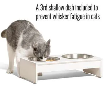 PetFusion Bamboo Elevated Dog & Cat Bowls | Raised Feeders Water Resistant Seal (Short 4"; Tall 8”) | US Food Grade Stainless Steel Dog & Cat Bowls: White