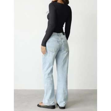 REORIA Womens Fall Outfits Trendy Double Zip Up Crew Neck Long Sleeve Tops Lightweight Soft Knit Cropped Cardigan Sweaters For Women 2024 Black Small