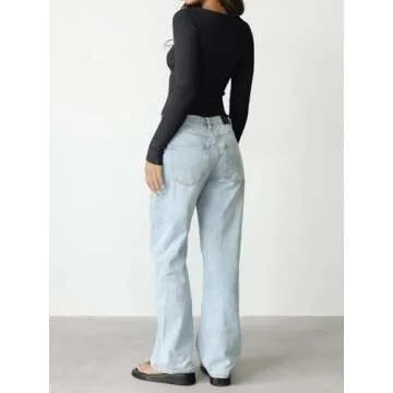 REORIA Womens Fall Outfits Trendy Double Zip Up Crew Neck Long Sleeve Tops Lightweight Soft Knit Cropped Cardigan Sweaters For Women 2024 Black Small