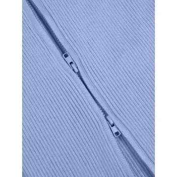 REORIA Womens Fall Outfits Trendy Double Zip Up Crew Neck Long Sleeve Tops Lightweight Soft Knit Cropped Cardigan Sweaters For Women 2024 Black Small