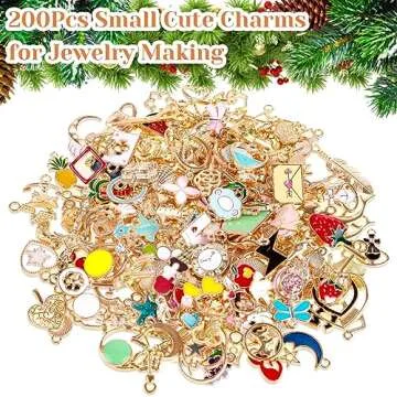200Pcs Charms for Jewelry Making, Assorted Jewelry Bangle Charms, Wholesale Mixed Bulk Metal Earring...