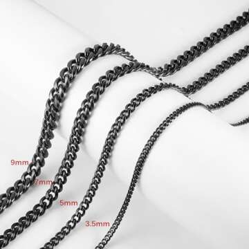 HZMAN Cuban Chain for Men 3.5mm/5mm/7mm/9mm Stainless Steel Men's Gold Chain Silver Chain Diamond Cut Hip Hop Link Chains Necklace 16-30 Inch