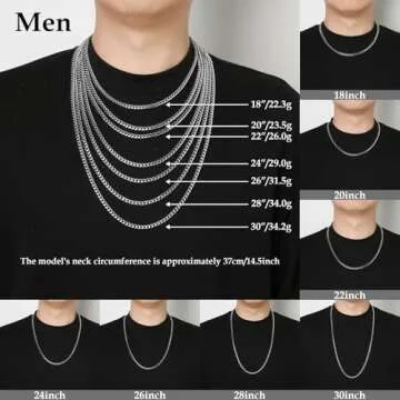 HZMAN Cuban Chain for Men 3.5mm/5mm/7mm/9mm Stainless Steel Men's Gold Chain Silver Chain Diamond Cut Hip Hop Link Chains Necklace 16-30 Inch