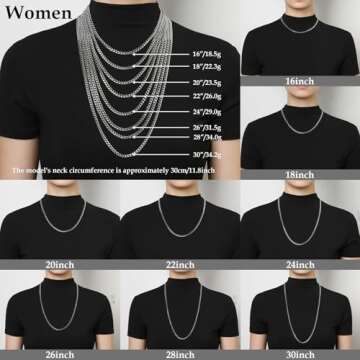 HZMAN Cuban Chain for Men 3.5mm/5mm/7mm/9mm Stainless Steel Men's Gold Chain Silver Chain Diamond Cut Hip Hop Link Chains Necklace 16-30 Inch