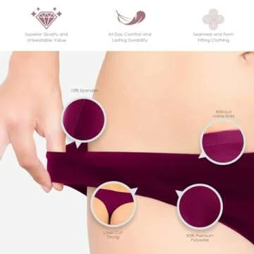 Alyce Ives Intimates Seamless Womens Thongs, No Show Laser Cut Thong- 12 Pack