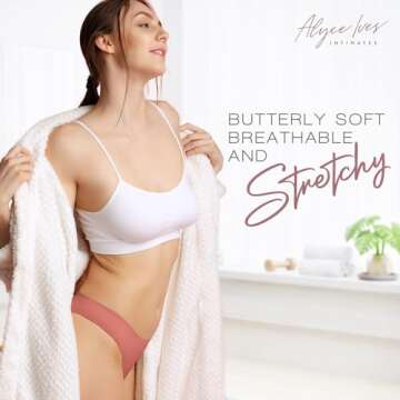 Alyce Ives Intimates Seamless Womens Thongs, No Show Laser Cut Thong- 12 Pack