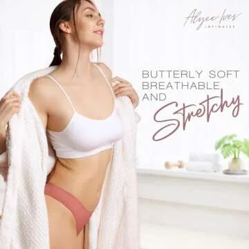 Alyce Ives Intimates Seamless Womens Thongs, No Show Laser Cut Thong- 12 Pack