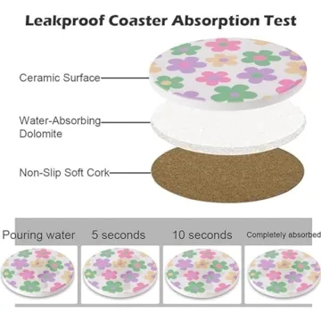 Cute Groovy Drink Coasters Set of 4 for Trendy Decor