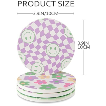 Cute Groovy Drink Coasters Set of 4 for Trendy Decor