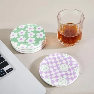 Cute Groovy Drink Coasters Set of 4 for Trendy Decor