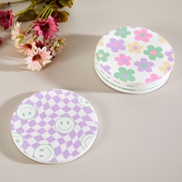 Cute Groovy Drink Coasters Set of 4 for Trendy Decor