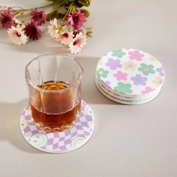 Cute Groovy Drink Coasters Set of 4 for Trendy Decor