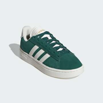 adidas Women's Grand Court Alpha Sneaker, Collegiate Green/Off White/Gold Metallic, 8.5