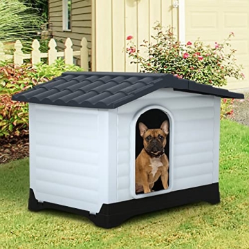 Dog Houses for Medium, Small Dogs, Plastic Indoor Outdoor Dog House with Air Vents and Elevated Floo...