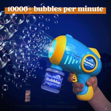 JOYIN 2 Packs Light Up Bubble Guns with 4 Bottles Refill Solution, 10 Holes Automatic Bubble Gun Mac...