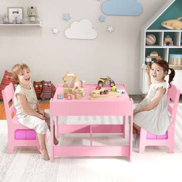 Costzon Kids Table and Chair Set - 3 in 1 Activity Table with Storage Drawer