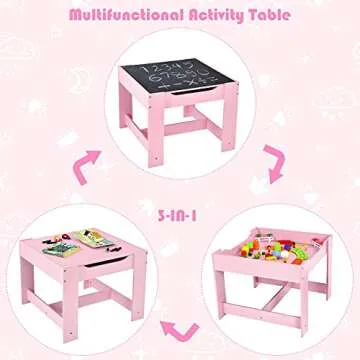 Costzon Kids Table and Chair Set with Storage for Play