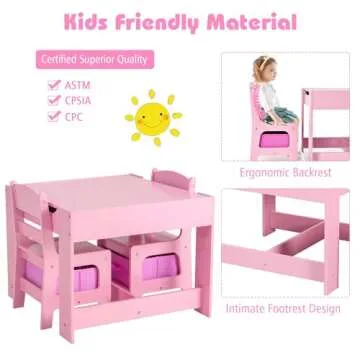 Costzon Kids Table and Chair Set with Storage for Play