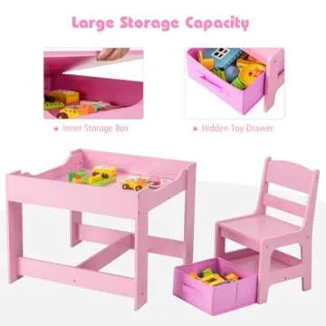 Costzon Kids Table and Chair Set with Storage for Play
