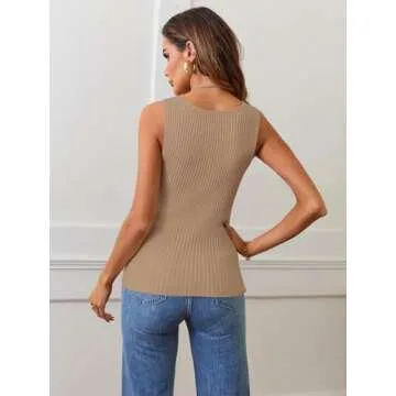 MEROKEETY Women's Fashionable Knit Tank Tops for Summer