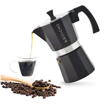 GROSCHE Milano Stovetop Espresso Maker Moka Pot Cuban Coffee Maker Stovetop Coffee Maker Moka Italian Espresso Greca Coffee Maker Brewer Percolator | 6 Espresso Cup, Black