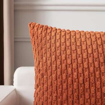 Kevin Textile 2 Packs Boho Decorative Throw Pillow Covers 24x24 Inch for Living Room Couch Bed Sofa Rustic Modern Farmhouse Home Decor Soft Corduroy Rust Square Cushion Case 60x60 cm