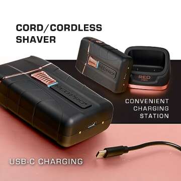 RED Pro Titanium Foil Shaver Cord/Cordless Shaver and Men's Grooming Pouch