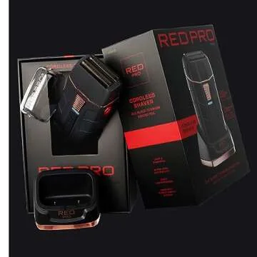 RED Pro Titanium Foil Shaver Cord/Cordless Shaver and Men's Grooming Pouch
