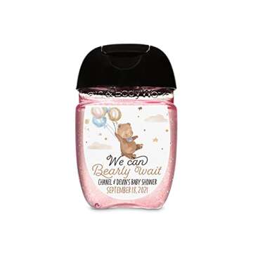 Teddy Bear Ha nd Sanit izer labels 30 babyshower favors Thank you stickers LABELS ONLY Teddy balloon...