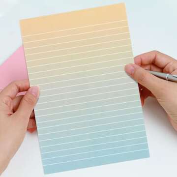 KSIWRE Watercolor Stationery Set with Envelopes, 16 Lined Paper Sheets + 8 Envelopes, Gradient Colors Stationery Paper for Writing Letter Poems Invitations Best Wishes