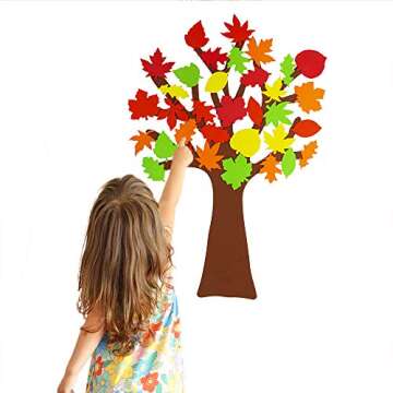 Supla Fall Tree of Thanks Craft Kit DIY Bulletin Board Set Foam Fall Tree with 60 Pcs Autumn Maple Oak Leaf Stickers Self Adhesive for Kids Art Project Family Activity Thanksgiving Decoration