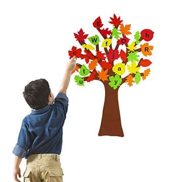 Supla Fall Tree of Thanks Craft Kit DIY Bulletin Board Set Foam Fall Tree with 60 Pcs Autumn Maple Oak Leaf Stickers Self Adhesive for Kids Art Project Family Activity Thanksgiving Decoration