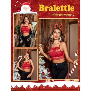 Avidlove Sexy Bralettes for Women Cropped Lace Camisoles Double-Layered Crop Top (Wine Red, Medium)