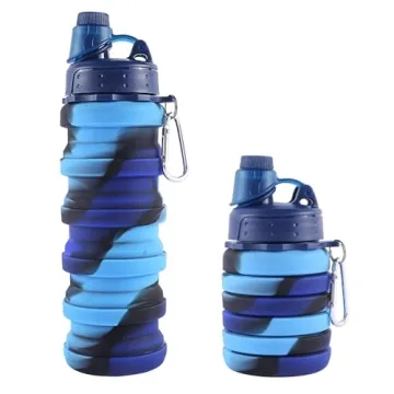 MAKERSLAND Rainbow Collapsible Water Bottles for Kids, Students, Adults, Reusable BPA Free Silicone ...