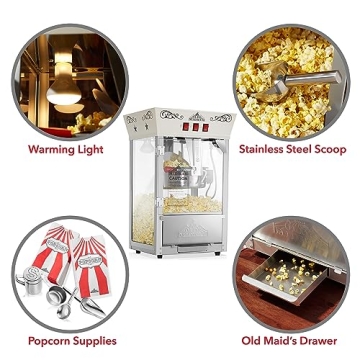 Olde Midway Vintage 8-Ounce Popcorn Machine - Countertop