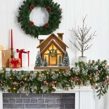 Christmas Decorations for Home Led Lighted Wooden Snow Winter Scene Christmas Village Ski Lodge Farm...