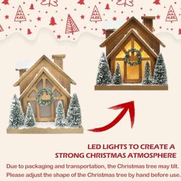 Lighted Wooden Christmas House for Holiday Cheer